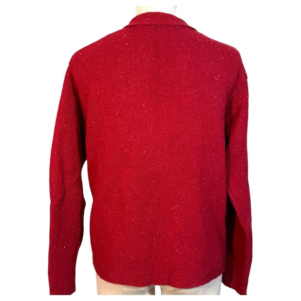 L.L. Bean Cardigan Womens Size Medium Lambswool Blend Red Button-Up Sweater Vint - Picture 4 of 8